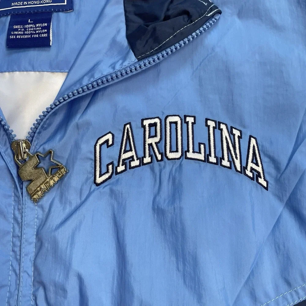 Vintage Starter UNC Carolina Tar Heels Windbreaker Jacket Large Full Zip Nylon